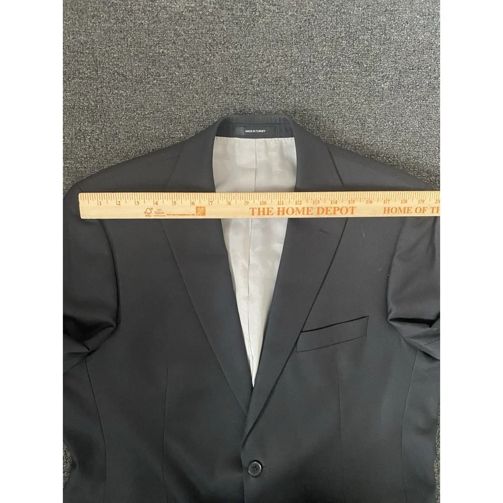 Hugo Boss Pasolini Guabello Biotech Wool Blazer Solid Black Mens 46L Notch Lapel